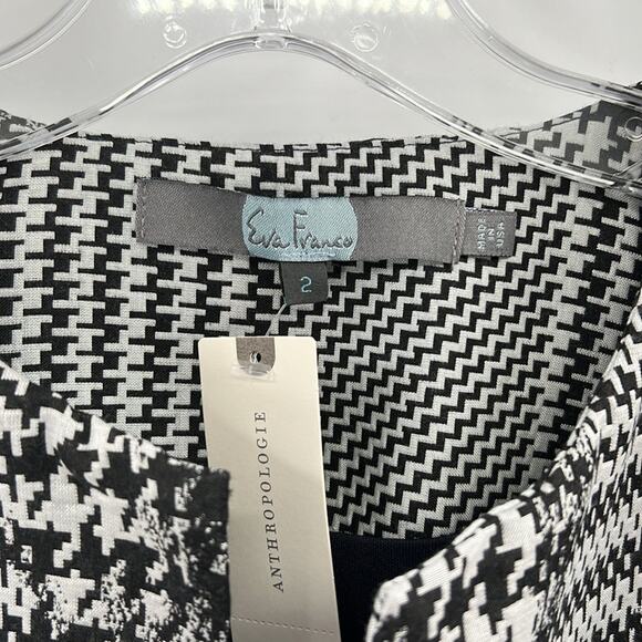 Eva Franco Anthropologie Floral & Houndstooth Coat - Black/White/Green - 2 - NWT - Picture 5 of 9